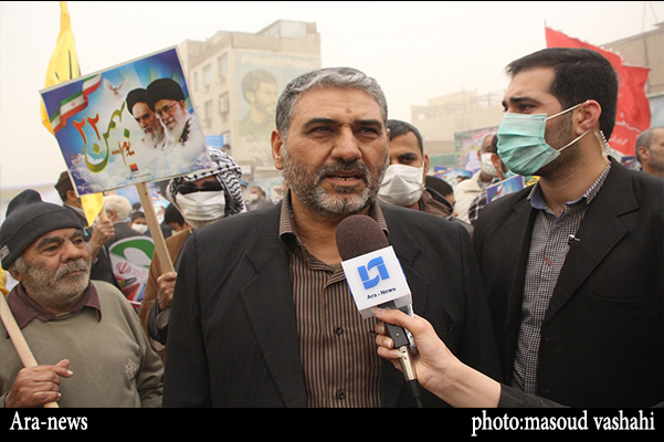 شاهوارپور: مردم خوزستان با راهپیمایی 22بهمن در هوای آلوده تبعیت خود را از رهبری اعلام کردند