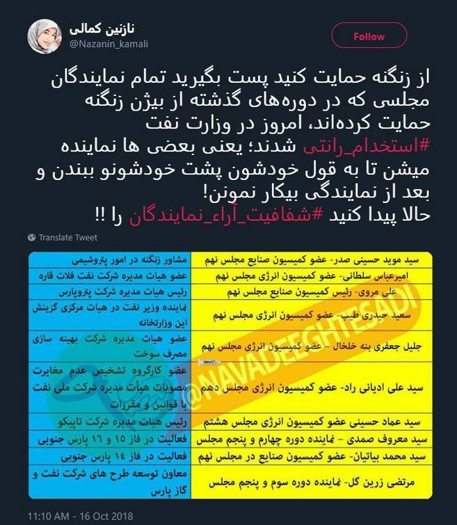 نماینده می‌شوند که به وزارت نفت بروند/ رای مردم در وزارت نفت