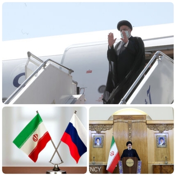 (دیپلماسی اقتصادی و سیاسی در قلب روسیه)بهار دیپلماسی در زمستان مسکو و محور عصر جدید ایران و روسیه و یک  سفر استراتژیک رئیس جمهور به روسیه/رئیس جمهور:سفر به مسکو نقطه عطفی برای ارتقا روابط دو کشور است/دقایقی پیش حجت الاسلام والمسلمین رئیسی رئیس جمهور تهران را به مقصد روسیه ترک کرد.دیدار رئیس جمهور با ولادیمیر پوتین رئیس جمهوری روسیه،سخنرانی در مجلس دوما و نشست با ایرانیان و فعالان اقتصادی و در راستای گسترش تعاملات اقتصادی، سیاسی و فرهنگی از اهم&zwnj; سفر دو  روزه رئیس جمهور و هیات همراه به روسیه است/ورزای امور خارجه،نفت و امور اقتصادی و دارایی رئیس جمهور را دراین سفر همراهی می&zwnj;کنند/رئیس جمهور صبح امروز پیش از عزیمت به مسکو،در جمع خبرنگاران گفت:جزئیات این سفر  پرداخت و با بیان اینکه در این سفر   برای ارتقاء دیپلماسی همسایگی و منطقه ای تلاش می شود،گفت این سفر نقطه عطفی برای ارتقا همه مناسبات ما با روسیه است