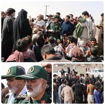 حضور فرمانده قرارگاه قدس نیروی زمینی جنوب&zwnj;شرق سپاه در جمع سیل&zwnj;زدگان زهکلوت