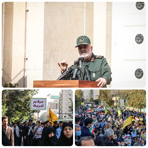 سرلشکر سلامی در اجتماع مردمی۱۳ آبان:بیش از ۴۰ جنگ بزرگ محصول سیاستهای آمریکاست سرلشکر سلامی در اجتماع مردمی۱۳ آبان:بیش از ۴۰ جنگ بزرگ محصول سیاستهای آمریکاست