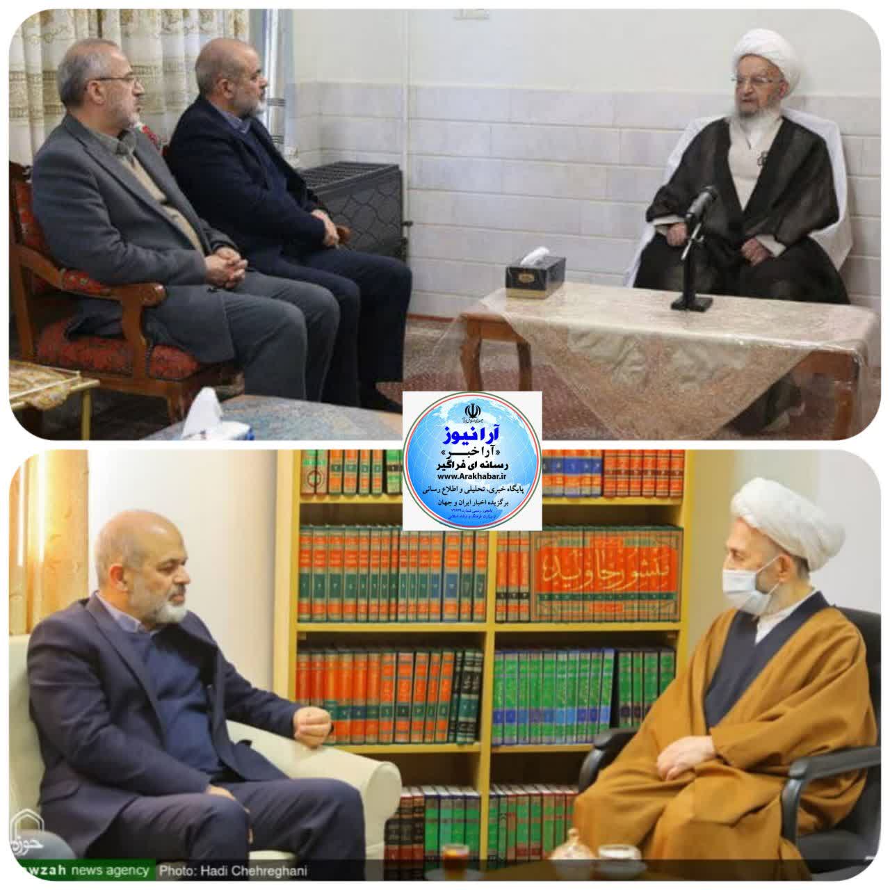 دیدار آیت الله سبحانی و آیت الله مکارم شیرازی با وزیر کشور