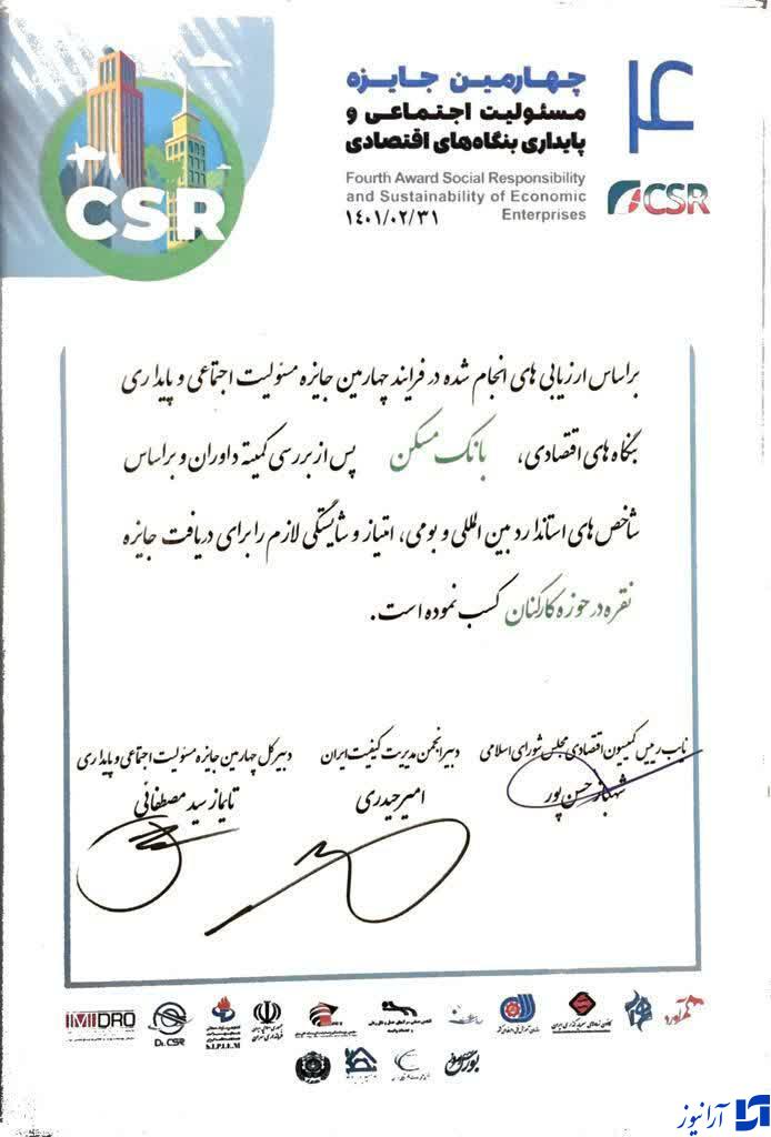 موفقیت بانک مسکن در تحقق مسوولیت های اجتماعی