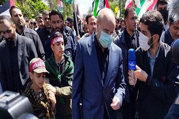 «قالیباف» در راهپیمایی روز قدس حضور یافت