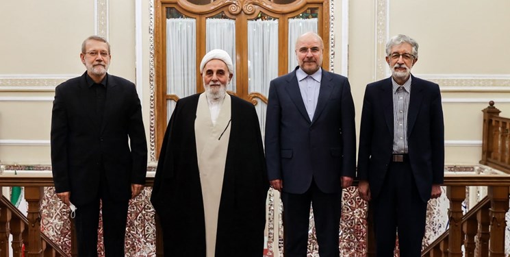 ضیافت افطاری به میزبانی قالیباف با حضور ناطق‌نوری، لاریجانی و حدادعادل در مجلس شورای اسلامی برگزار شد