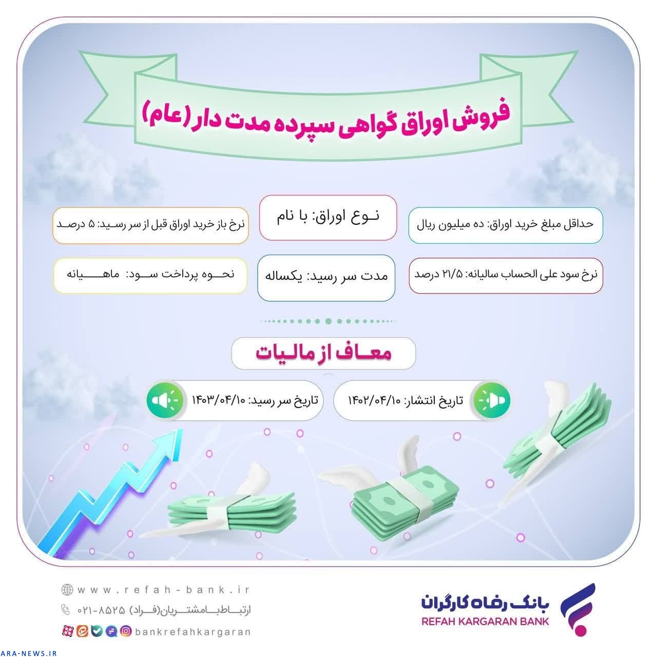 فروش اوراق گواهی سپرده مدت‌دار ویژه سرمایه‌گذاری (عام) آغاز شد