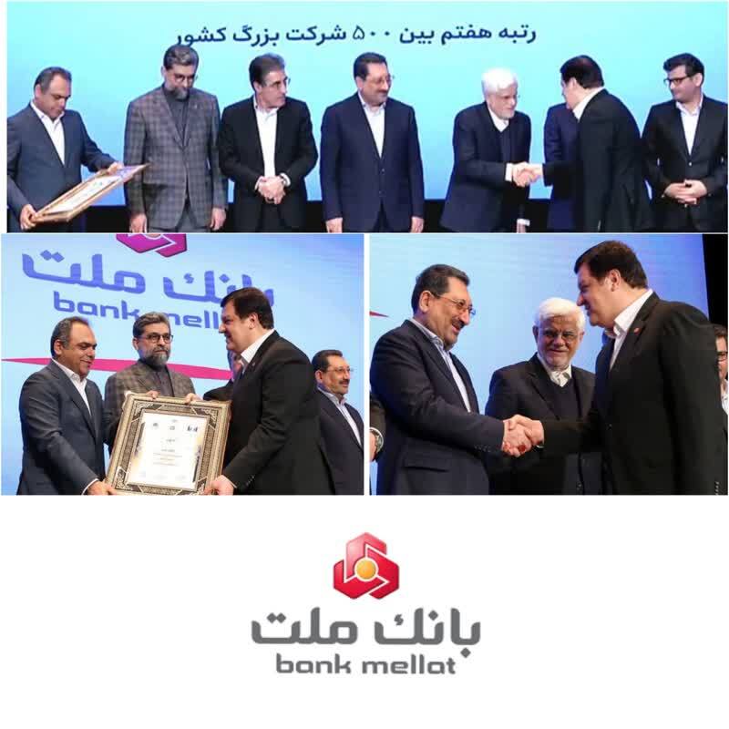 بانک ملت برترین بانک ایران در بازده فروش و هفتمین شرکت برتر کشور معرفی شد