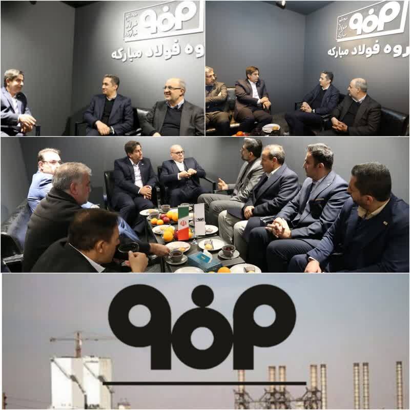 دیدار و گفت‌وگوی معاونان وزیر صمت و رئیس اتاق بازرگانی تهران با مدیرعامل فولاد مبارکه در نمایشگاه تجارت با اوراسیا