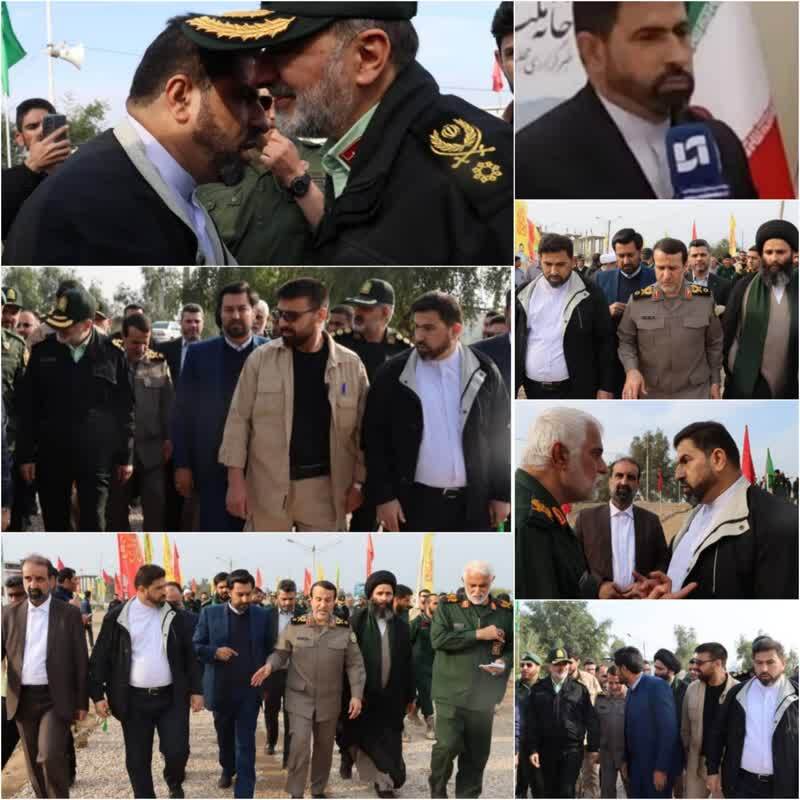 بازدید میدانی‌ سردار رادان فرمانده کل نیروی انتظامی و سردار کارگربرای جهت بررسی اخرین وضعیت مسائل منطقه و مهیا کردن مسیر برای راهیان نور از اهداف این سفر به استان خوزستان بود