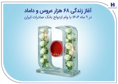 آغاز زندگی ۶۸ هزار عروس و داماد در ۹ ماه ۱۴۰۴ با وام ازدواج بانک صادرات ایران آغاز زندگی ۶۸ هزار عروس و داماد در ۹ ماه ۱۴۰۴ با وام ازدواج بانک صادرات ایران